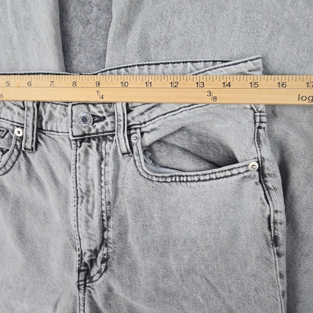 H&M &Denim Wide Leg Jeans Womens 8 Grey Ultra High Waist Acid Wash Regular Fit - Picture 3 of 10